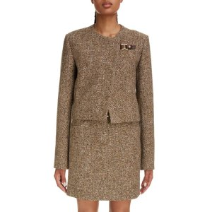 Chloe Marcie Buckle Wool & Cotton Blend Tweed Jacket