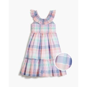 J.Crew Girls' plaid ruffle-collar smocked dress