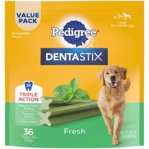 Pedigree Dentastix Fresh Flavor Bones Large Dog Dental Treats, 1.87 lbs., Count of 36