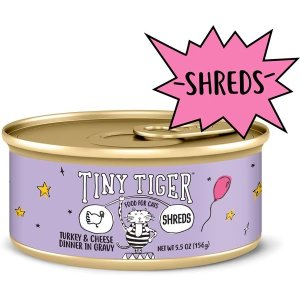 Tiny Tiger Tiny Tiger Shreds Turkey & Cheese Dinner in Gravy Canned Wet Cat Food, 5.5-oz can, case of 24
