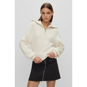 HUGO Zip-neck sweater with logo flag
