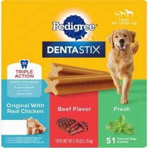 Pedigree Pedigree Dentastix Original Chicken, Beef Flavored & Fresh Variety Pack Mint Flavored Large Dental Dog Treats, 51 count