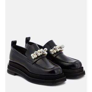 Simone Rocha Embellished leather platform loafers