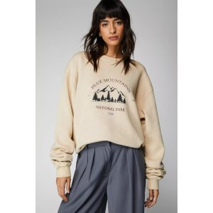Blue Mountains Acid Wash Graphic Sweatshirt