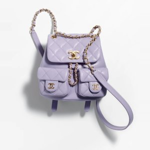 Chanel Small Backpack Grained Calfskin & Gold-Tone Metal Light Purple