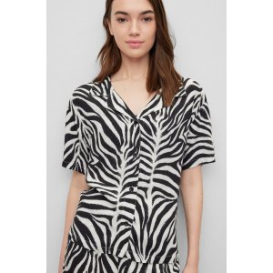 HUGO Relaxed-fit pajama shirt in zebra-print gabardine