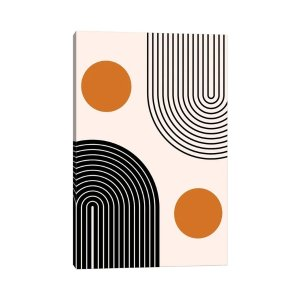 East Urban Home " Double Mid Century Nesting Lines " by EnShape Painting Print on Canvas