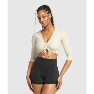 Gymshark Ruche 3/4 Sleeve Crop Top