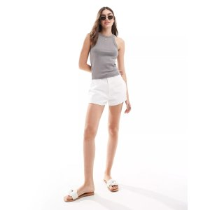 ASOS DESIGN A Line denim shorts in white