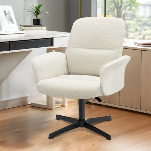 Feridan 360° Swivel Padded Accent Office Chair with Armrests Cross Leg Task Vanity Chair