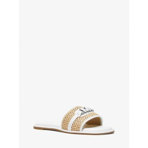 Michael Kors Ember Embellished Straw Slide Sandal