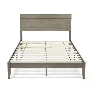 Noble House Edgecombe Grey Queen Bed Frame with Headboard