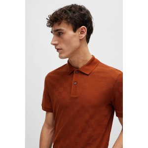 Porsche x BOSS mercerized-cotton polo shirt with check structure