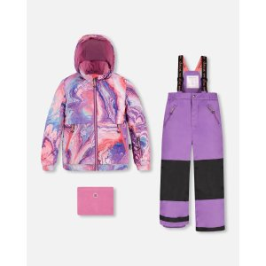 Two Piece Snowsuit Pink Lilac With Geode Print