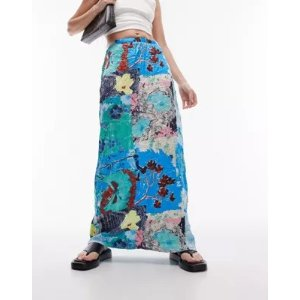Topshop resort print maxi skirt in multi