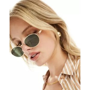 metal oval sunglasses in gold