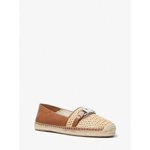 Michael Kors Ember Leather and Straw Espadrille