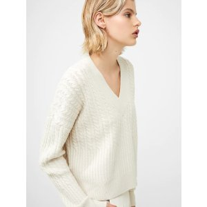 Babysoft Cable Knit V Neck Sweater Classic Cream | French Connection US