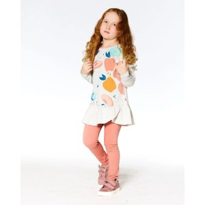 Long Sleeve Tunic With Frills Oatmeal Mix Apple Print