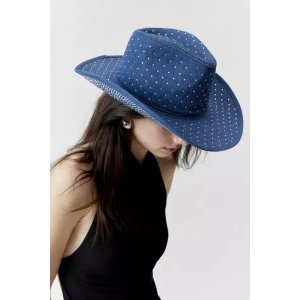 Rhinestone Denim Cowboy Hat