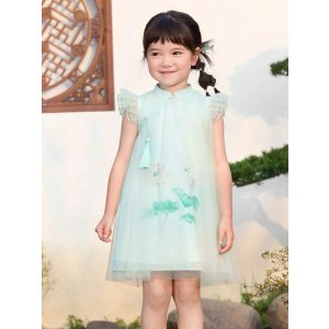 SHEIN Balabala Girls' Dress Baby Children's Clothing 2024 Summer Children's Qipao Mesh Skirt | SHEIN USA