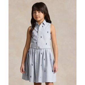 Ralph Lauren Belted Polo Pony Oxford Shirtdress