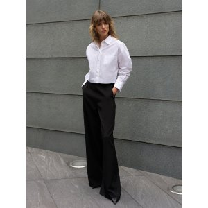Echo Crepe Wide Leg Trousers Blackout | French Connection US