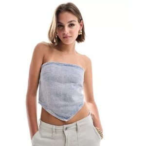 denim scarf top in tinted wash