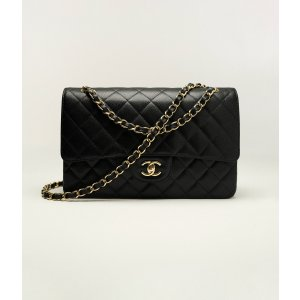 Chanel Large Classic Handbag Grained Calfskin & Gold-Tone Metal Black