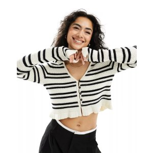 knit cardigan in textured stripe