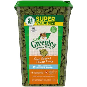 Feline Greenies Natural Oven Roasted Chicken Flavor Adult Dental Cat Treats, 21 oz.