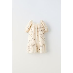 Zara GEOMETRIC EMBROIDERED DRESS
