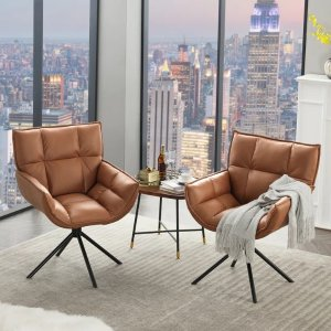 Faux Leather Swivel Side Chair (Set of 2)