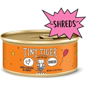 Tiny Tiger Shreds with Chicken in Gravy Canned Wet Cat Food, 5.5-oz can, case of 24