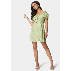 Bebe Double Ruffle Jacquard Flare Dress