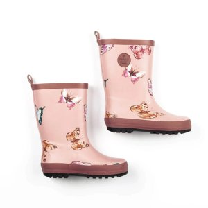 Printed Rain Boots Pink Watercolor Butterflies