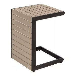 Hampton Bay 15.75 in. Fern Black C shape Metal Outdoor Side Table
