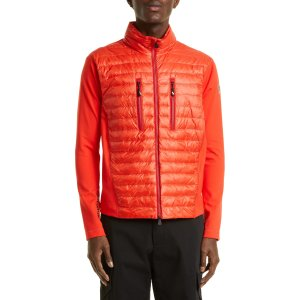 Moncler Quilted Down & Jersey Cardigan