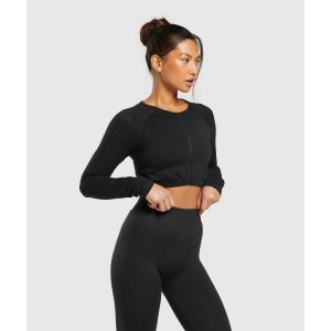 Gymshark Sweat Seamless Long Sleeve Zip Crop Top