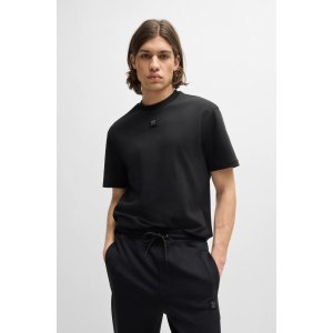 HUGO Interlock-cotton regular-fit T-shirt with stacked logo