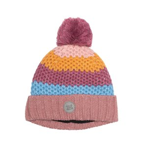 Striped Knit Hat Dusty Pink And Blue