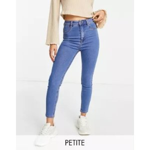PULL&BEAR Petite super skinny high waisted jeans in medium blue