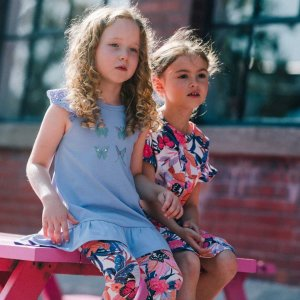 Organic Cotton Tunic With Eyelet Sleeves Lavender Blue