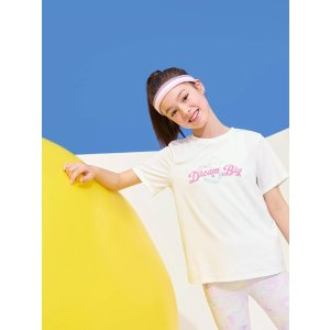 Balabala Tween Girl Letter Graphic Soft Lightweight Breathable Tee