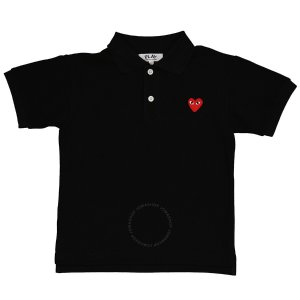 Comme Des Garcons Kids Short Sleeve Embroidered Heart Polo Shirt