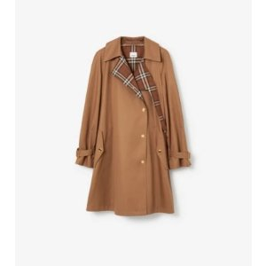 Burberry Mid-length Check Lapel Gabardine Car Coat