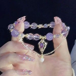 SHEIN 1pc Amethyst Beads Bracelet Luxury Niche Exquisite Hand String Purple Beads Bracelet Girlfriend Gift | SHEIN USA