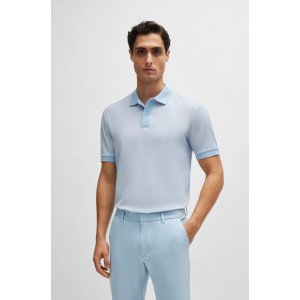 BOSS Slim-fit polo shirt in two-tone mercerized cotton