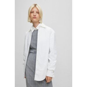 BOSS Oversize, padded cotton-poplin shirt jacket
