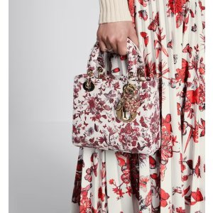 Dior Small Lady Dior My ABCDior Bag White and Red Calfskin with Le Coeur des Papillons Print